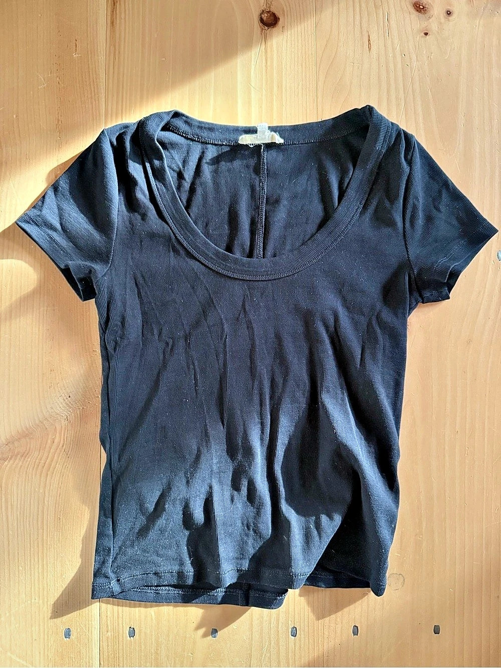 Madewell Short Sleeve Tee in Black Size Medium, Ribbed